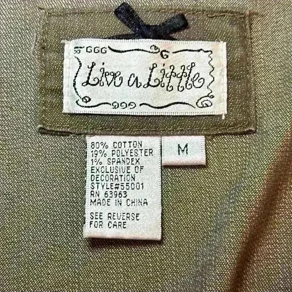 Live A Little Vintage Embroidered 3/4 Sleeve Jean Jacket w/ Snap Buttons Size M - Picture 10 of 15